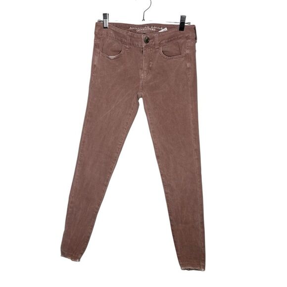 American Eagle AEO Sateen Skinny Jeans- Jegging 360 Degree Stretch Size 2 pink - Picture 1 of 5